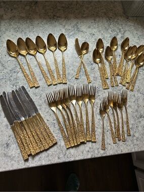 Vintage Cosmos Gold Flatware Set